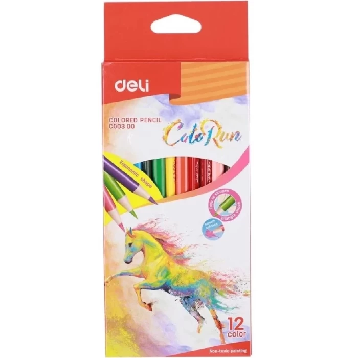 Карандаши трехгранные 12цв Deli ColoRun