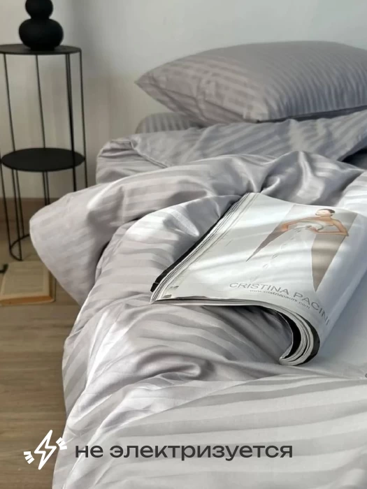 Комплект постельного белья YOTSUBA Полоса Евро Серый