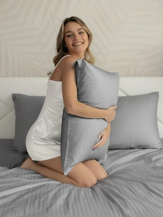 Комплект постельного белья YOTSUBA Полоса Евро Серый