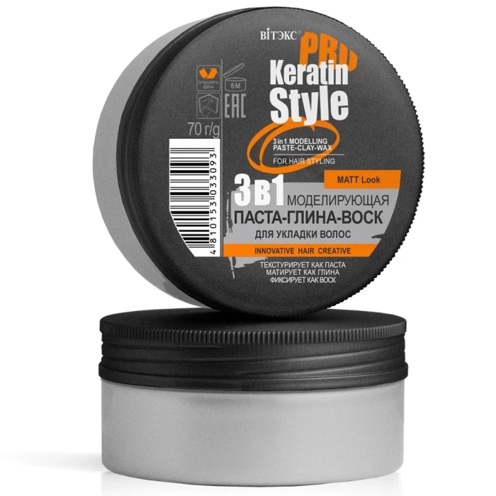 Моделирующая паста-глина-воск для укладки волос Витэкс Pro Keratin Style 3в1 70г
