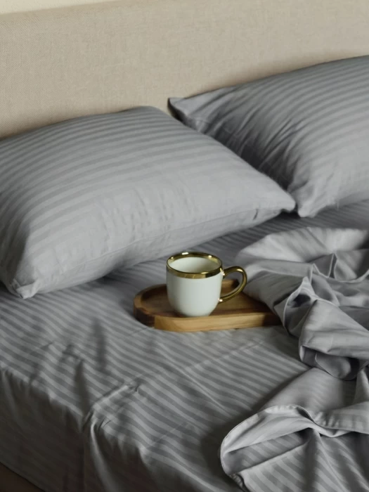 Комплект постельного белья YOTSUBA Полоса двуспальный Серый