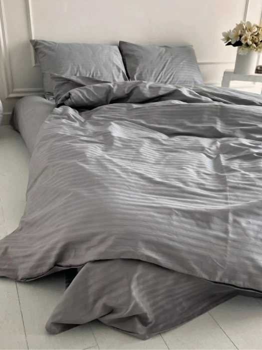 Комплект постельного белья YOTSUBA Полоса полуторный Серый