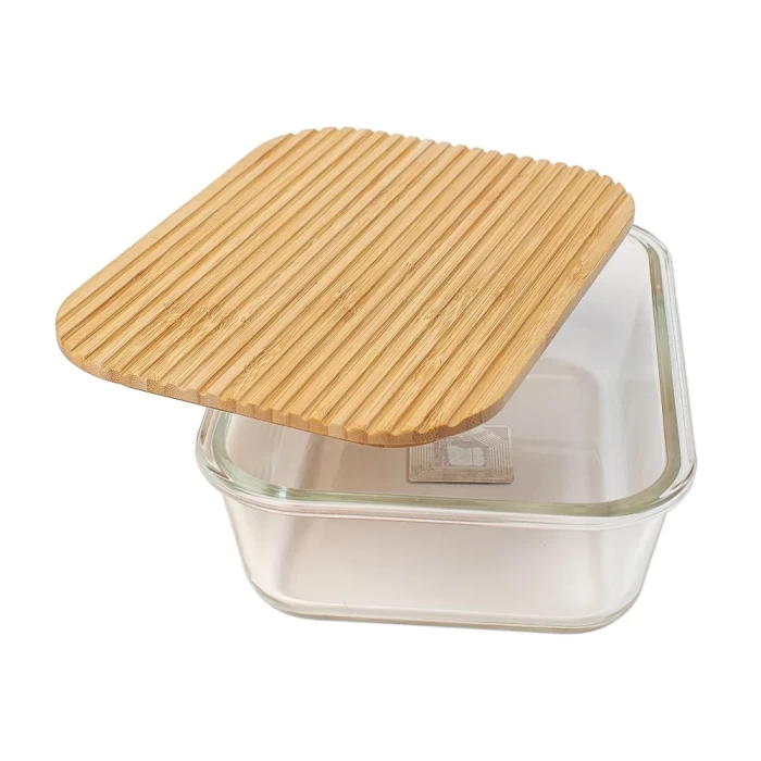 Контейнер стеклянный ТМ "ЦУМ" с бамбуковой крышкой 1л 7275