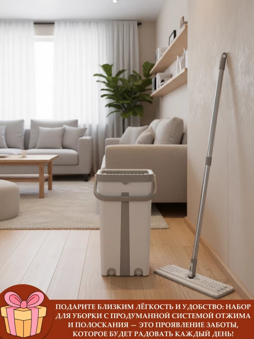 Набор для уборки швабра и ведро