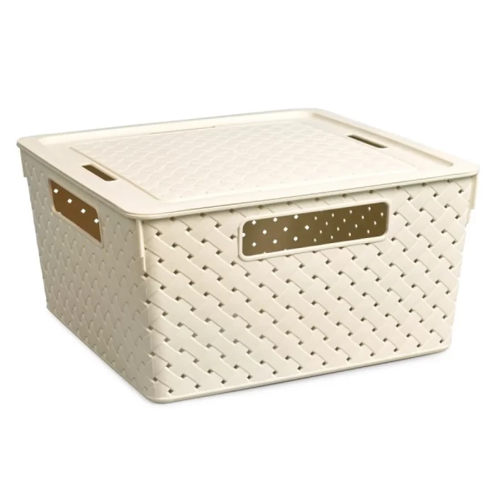 Коробка для хранения Береста 294х294х151мм слоновая кость
