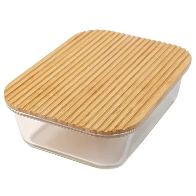 Контейнер стеклянный ТМ "ЦУМ" с бамбуковой крышкой 650мл 7274