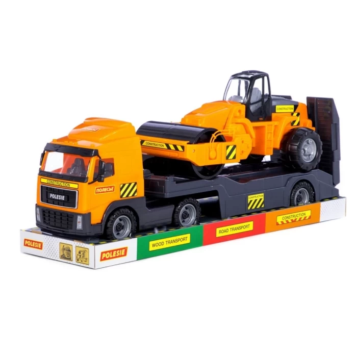 Автомобиль-трейлер + дорожный каток 