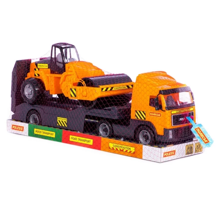 Автомобиль-трейлер + дорожный каток 