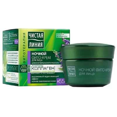 Ночной фито-крем для лица Чистая Линия от 55лет Шлемник и морошка 45мл