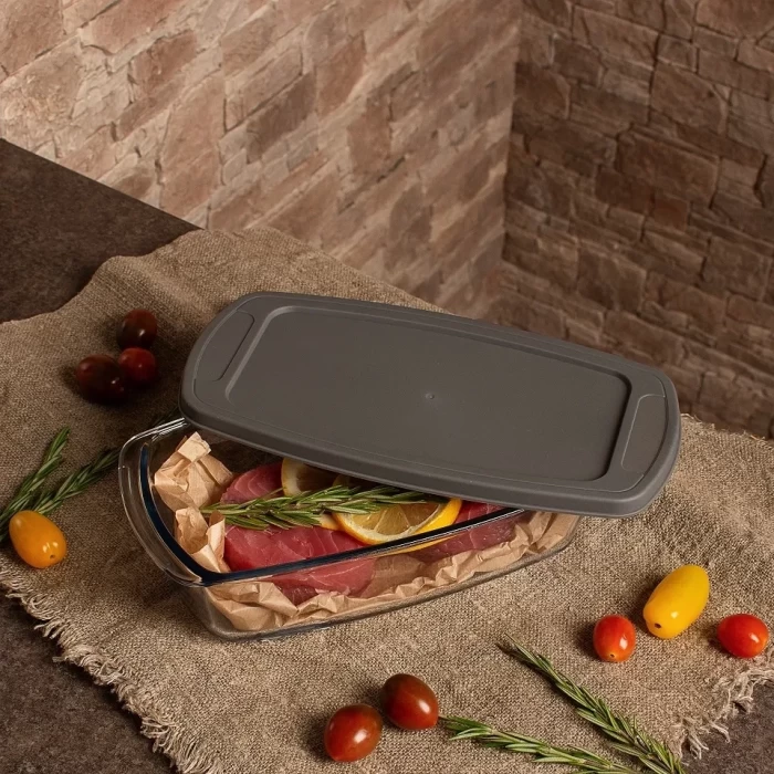 Форма для запекания из жаропрочного стекла 1.5 л с крышкой