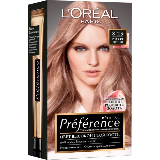 Стойкая краска L'Oreal Paris "Preference" 8.23 Розовое золото