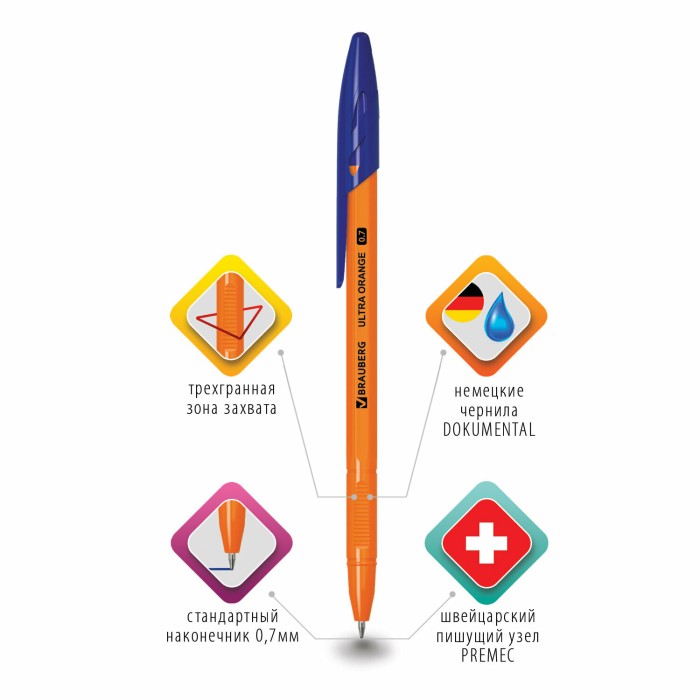 Ручка шариковая синяя BRAUBERG арт. 143562