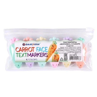 Текстмаркеры "Морковка" в наборе 6 цветов