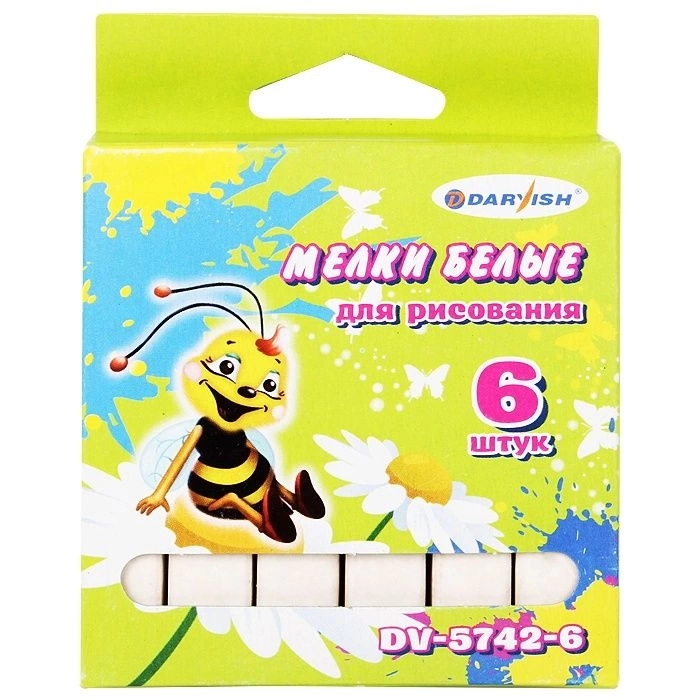 Мелки белые 6 штук "Darvish" 