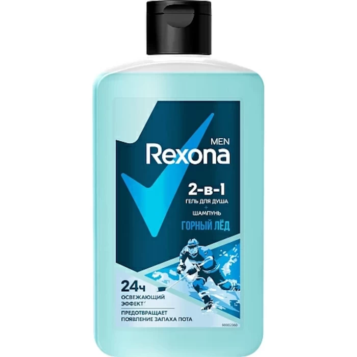 Гель для душа и шампунь Rexona 2в1 Горный лёд 490мл