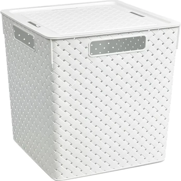 Коробка с крышкой ВиолетПласт Береста Белый 29,4х29,4х30,1см арт.6823106