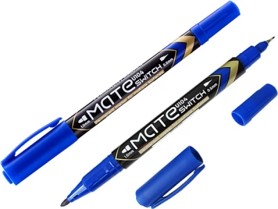 Маркер Deli MATE перманентный двусторонний, синий