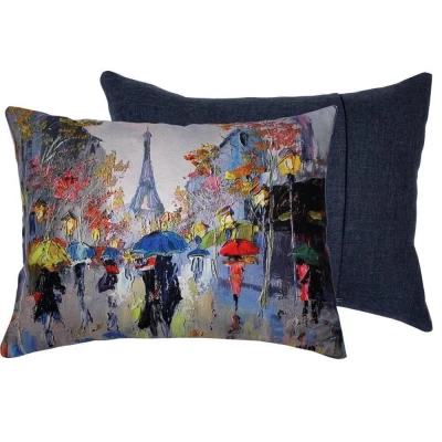 Подушка декоративная Matex Travel Дождь в Париже синий 45х35