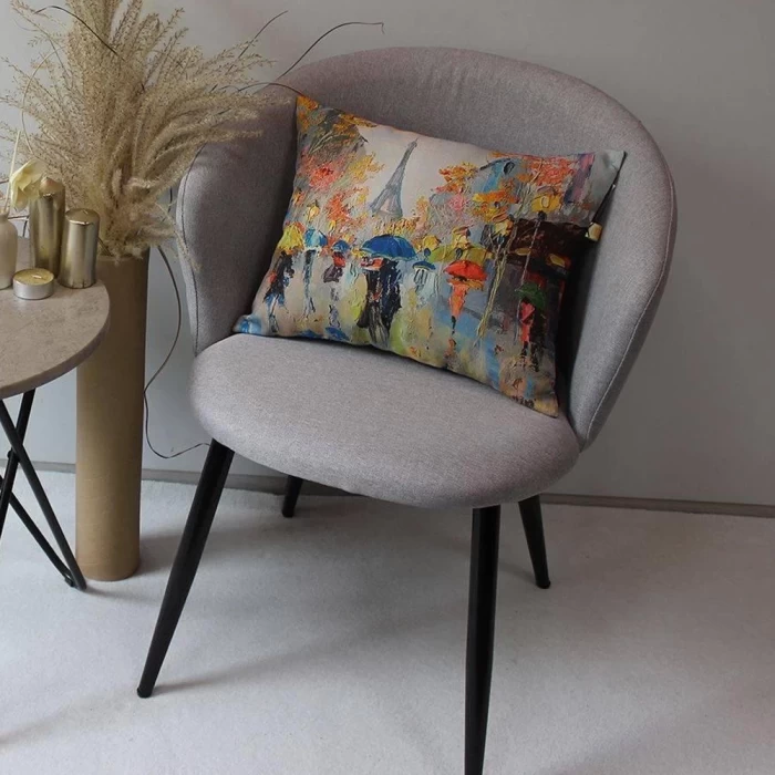 Подушка декоративная Matex Travel Дождь в Париже синий 45х35