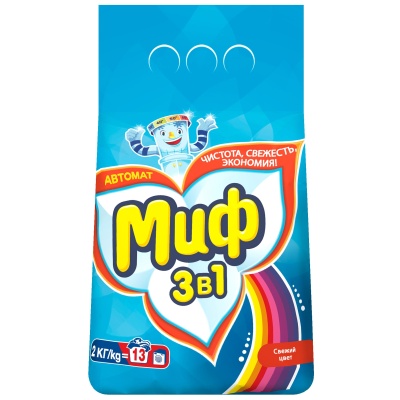 Стиральный порошок Миф автомат Cвежий цвет 3в1 4128 2кг