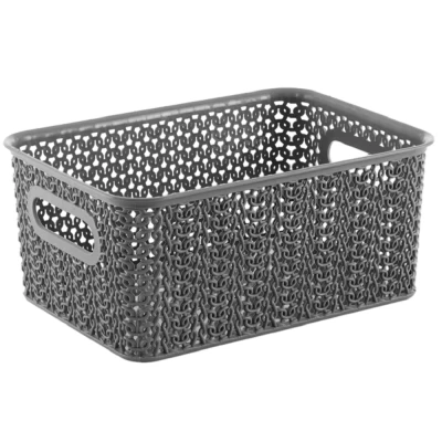 Корзинка ВиолетПласт Вязь Cерый 23,5х17,3х10,5см арт.531018