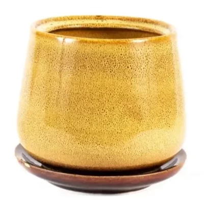 Горшок для цветов керамический Скарлет №3 13×12см желтый с подставкой