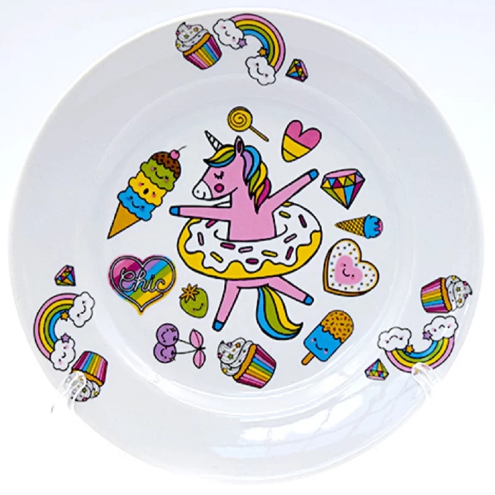 Тарелка мелкая Идиллия Единорожки 17см арт.0с1444ф34