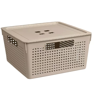 Коробка с крышкой ВиолетПласт Лофт Латте 29,4х29,4х15,1см арт.6911120