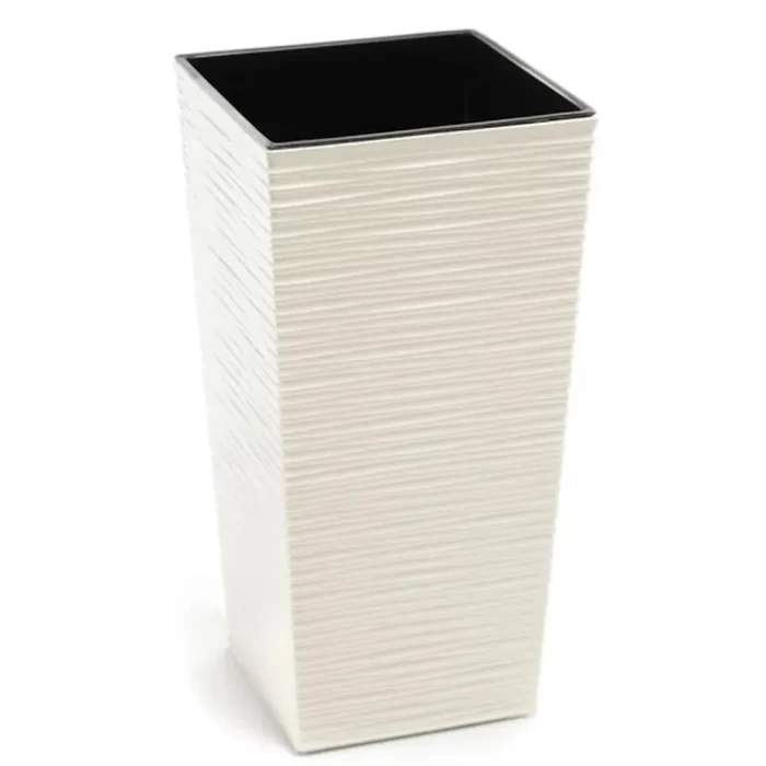 Кашпо пластмассовое Finezja dluto кремовое 25×25×47см