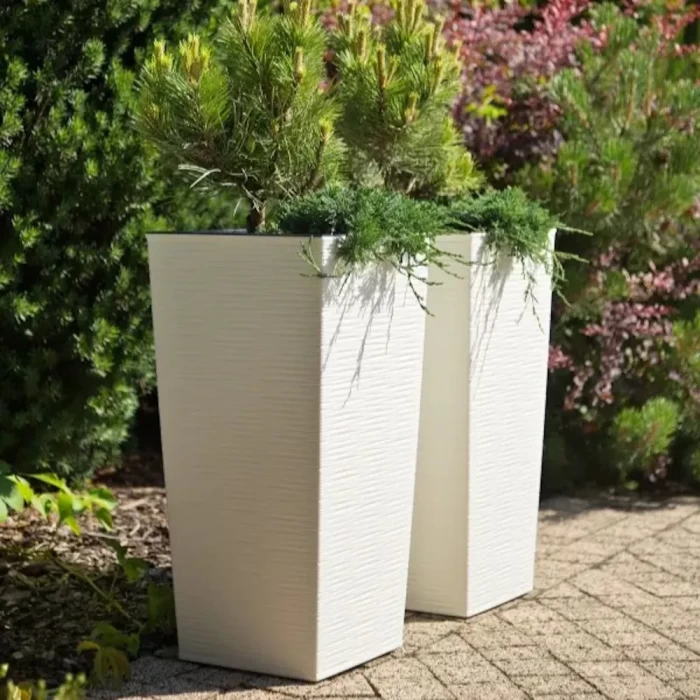 Кашпо пластмассовое Finezja dluto кремовое 19×19×36см