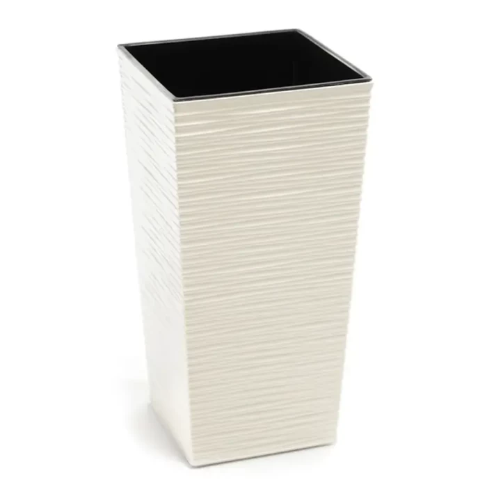 Кашпо пластмассовое Finezja dluto кремовое 19×19×36см