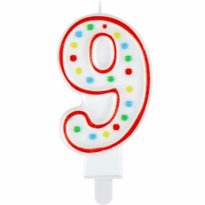 Свеча-цифра для торта "9" двусторонняя Золотая сказка 591402