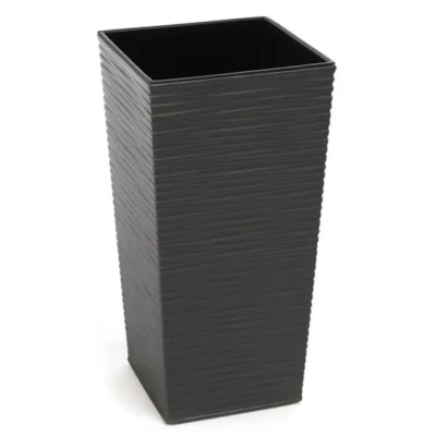 Кашпо пластмассовое Finezja dluto графитовое 19×19×36см
