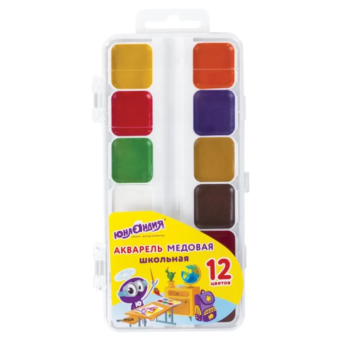 Краски акварельные 12 цветов ЮНЛАНДИЯ