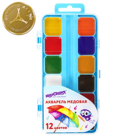 Краски акварельные 12 цветов ЮНЛАНДИЯ арт. 192287