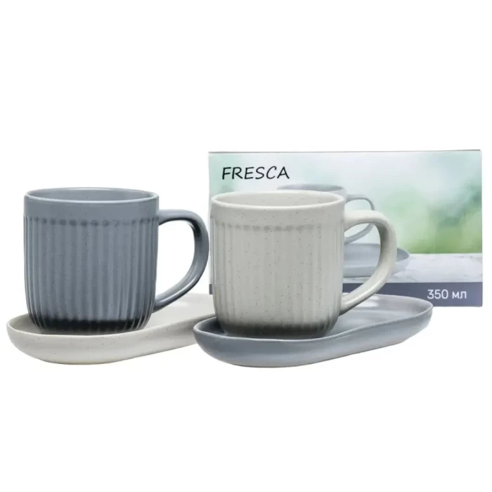 Набор кружек керамических 2шт 350мл 11см на подставках