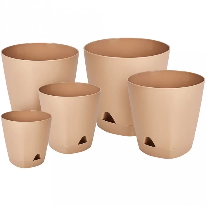 Горшок для цветов InGreen  Amsterdam с прикорневым поливом молочный шоколад