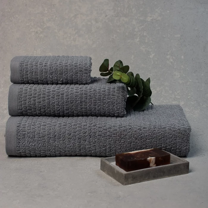 Полотенце махровое ТМ "ЦУМ" Полоса серый