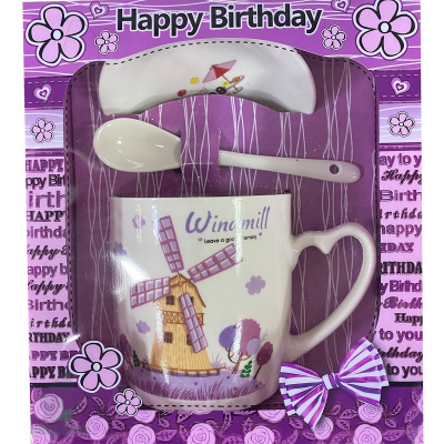 Набор подарочный (Чашка, блюдце, ложка) из фарфора