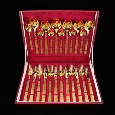 Набор столовых приборов СН24-СТЗ покрытие из золота 999пр. (24 предмета)