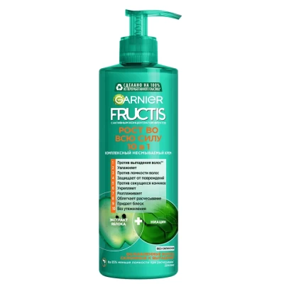 Крем-уход для волос Fructis Рост во всю силу 10 в 1 несмываемый 400мл