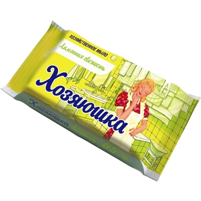 Мыло хозяйственное 65% Хозяюшка Лимонная свежесть 180г