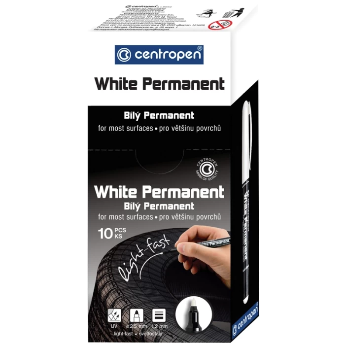 Маркер перманентный Centropen "2686" белый, пулевидный